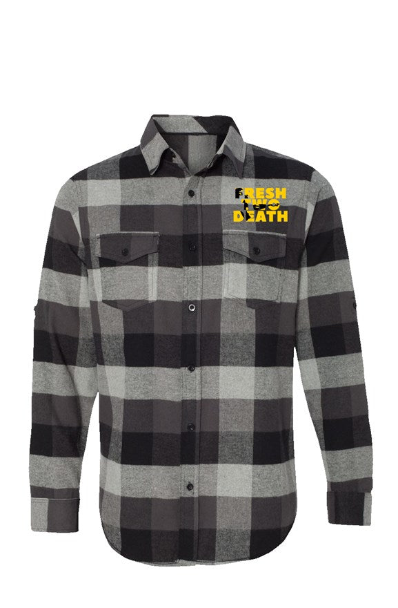 Gold FreshTwoDeath Long Sleeve Flannel Grey And Bl