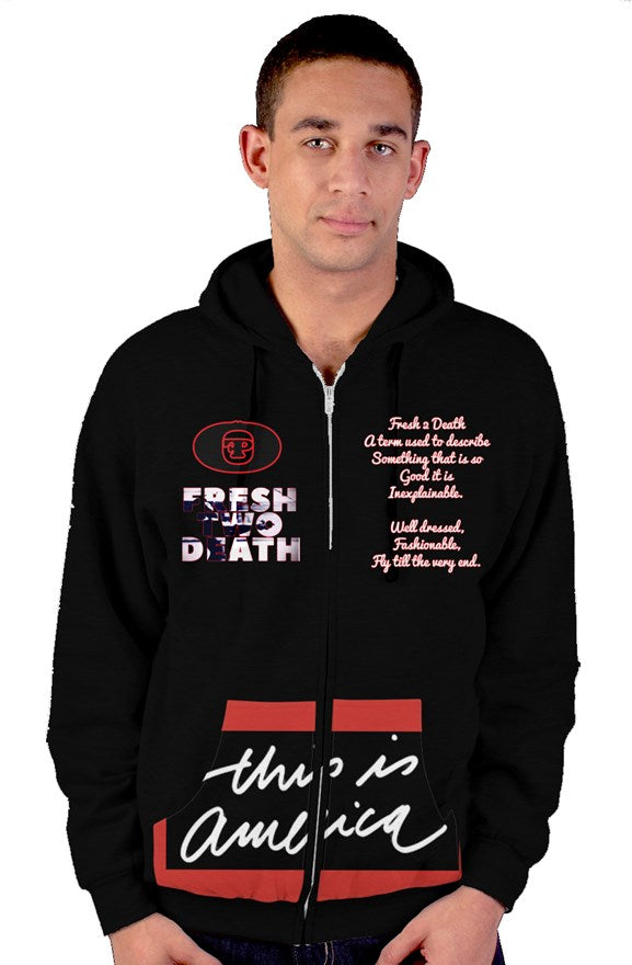 Fresh 2 Death fleece zip up Hoody BLK/W/R