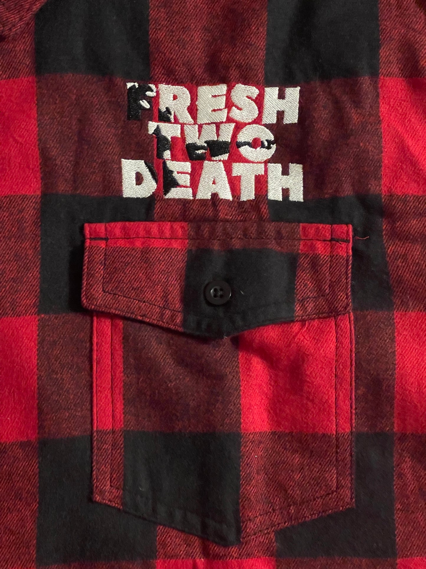 Embroidered Fresh Two Death long sleeve flannel